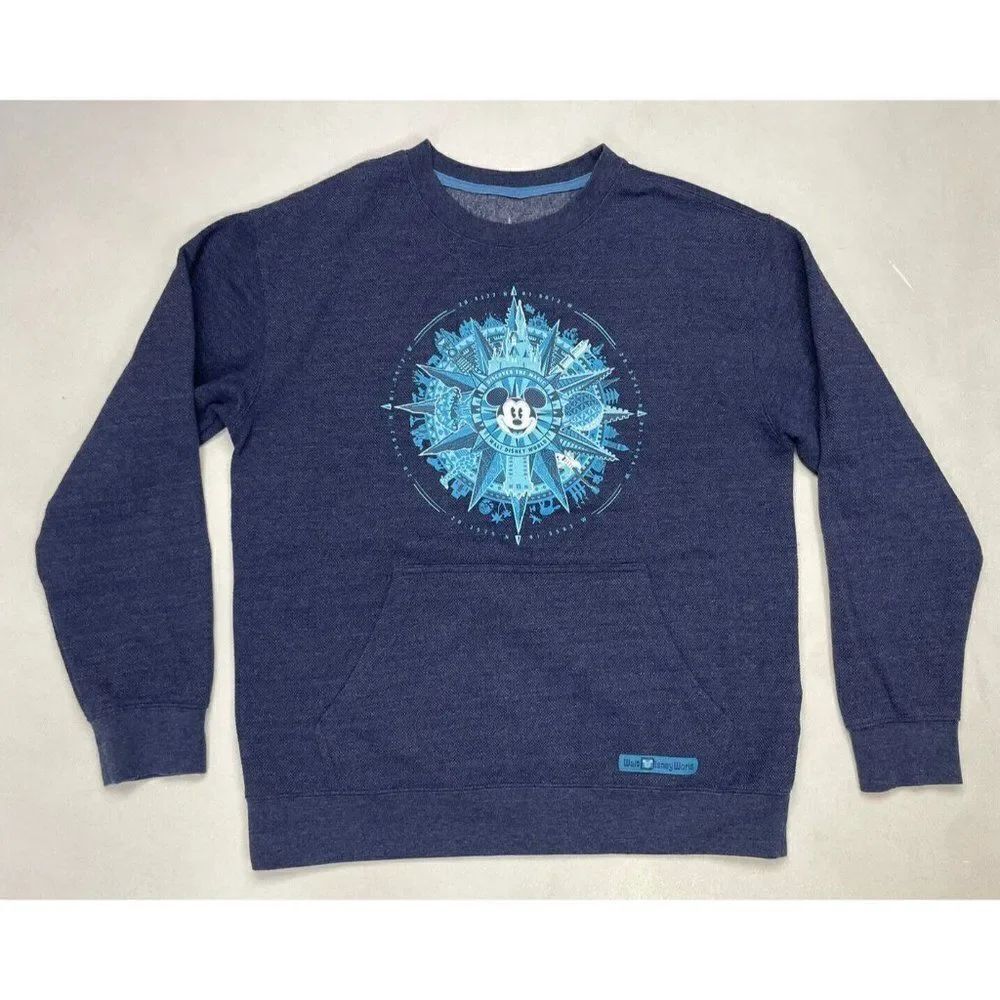 Disney Discover The Magic Mickey Mouse Crewneck Sweatshirt Men Medium Blue